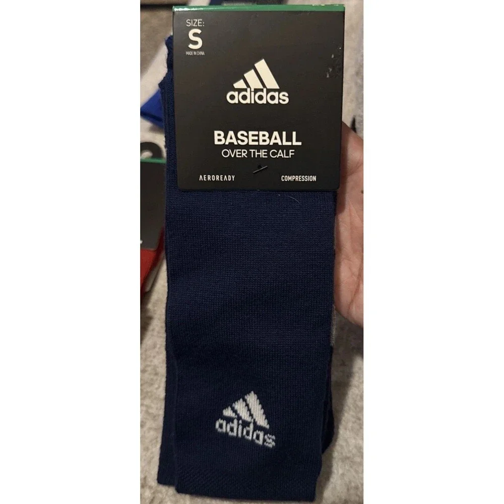 NWT YOUTH ADIDAS  BASEBALL SOCKS OVER THE CALF COMPRESSION NAVY BLUE SMALL